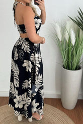 Smocked Printed Halter Neck Dress OutfitFlow